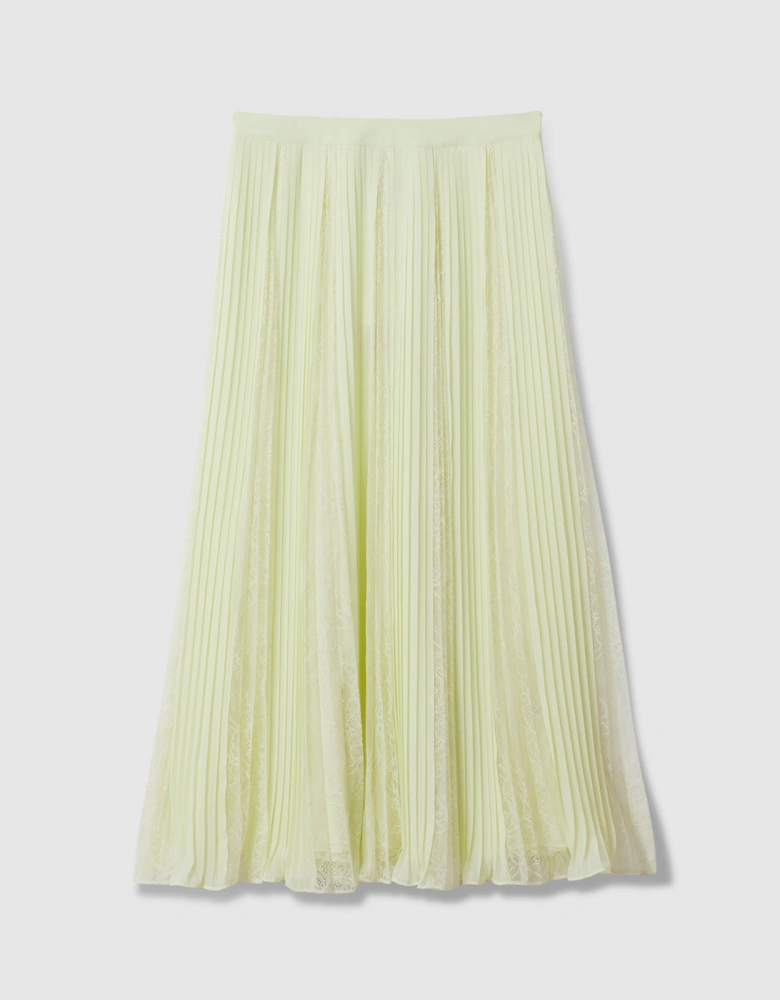 Florere Lace Pleated Midi Skirt