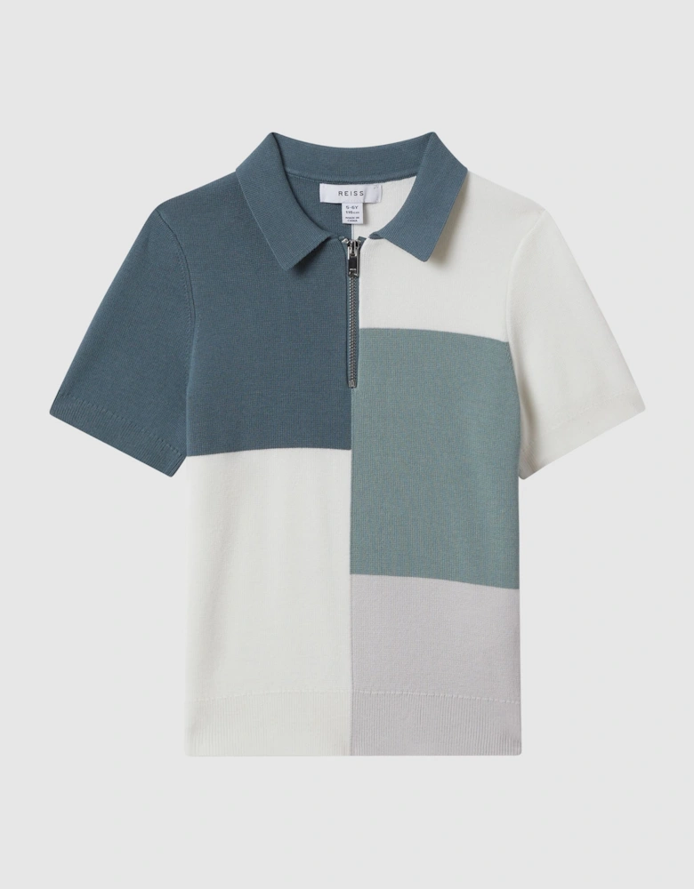 Colourblock Half-Zip Polo Shirt