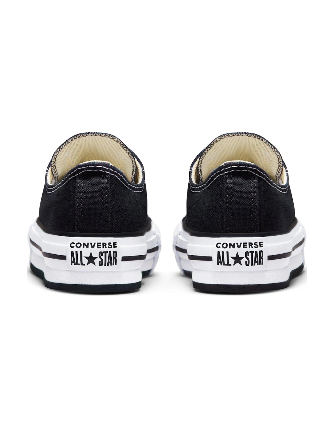 Kids Girls Eva Lift Canvas Platform Ox Trainers - Black/White