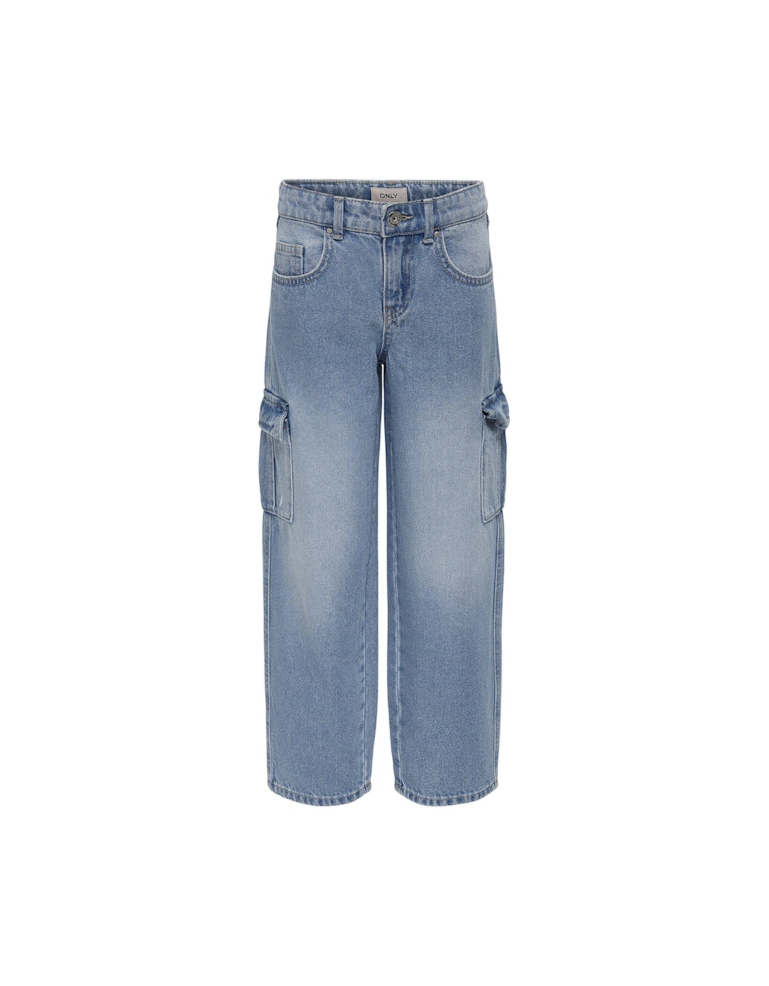 Girls Harmony Wide Cargo Jeans - Light Blue Denim, 4 of 3