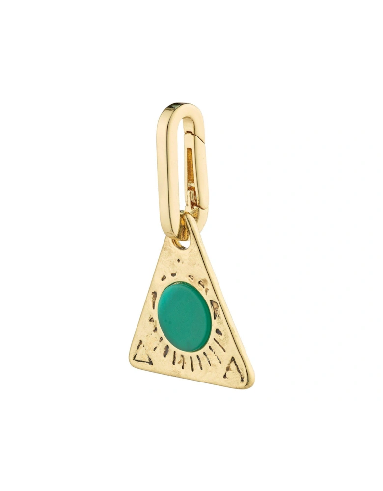 CHARM triangle pendant, green/gold-plated