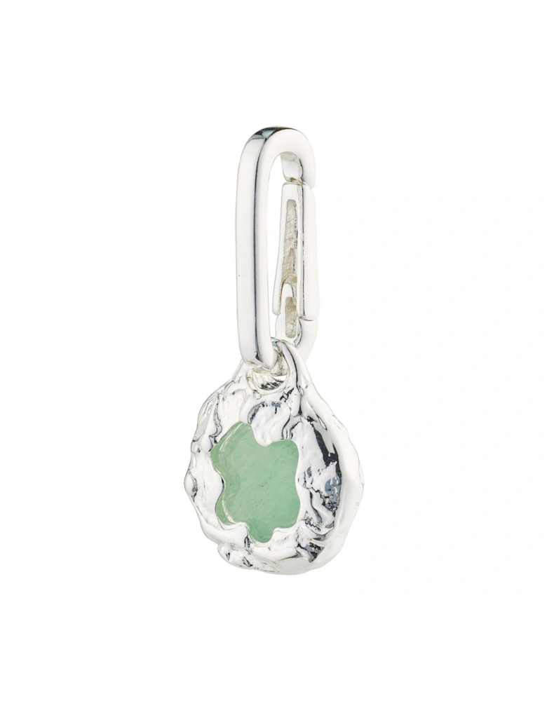CHARM natural pendant, green/silver-plated