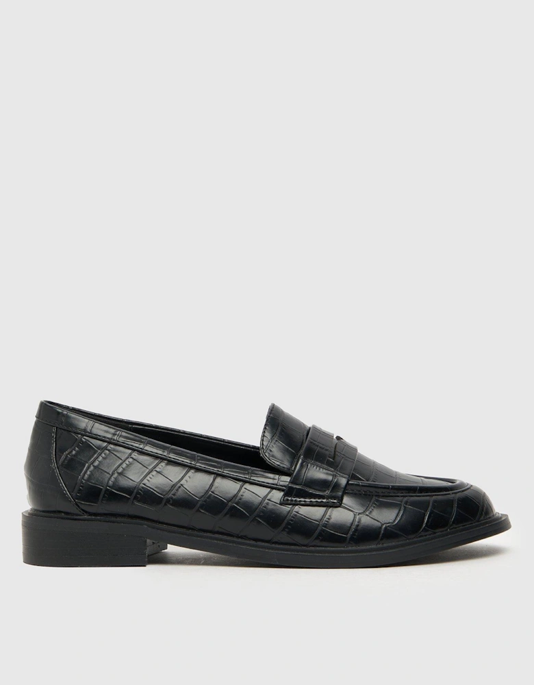 Lexa Mock Croc Loafer - Black