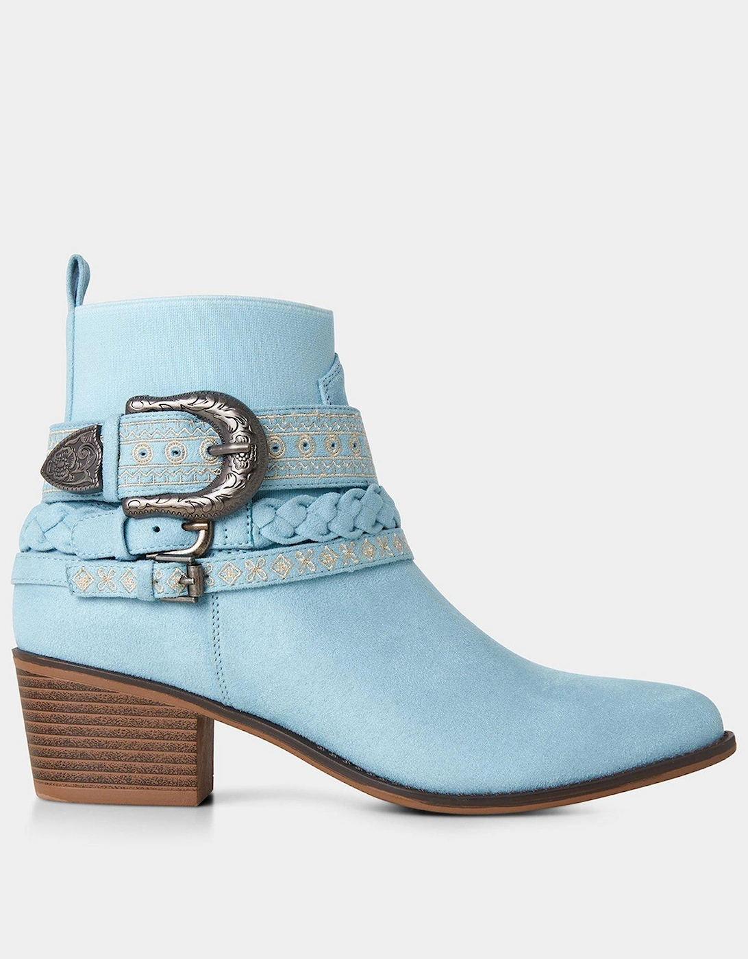 Boho Buckle Ankle Boots - Blue, 2 of 1