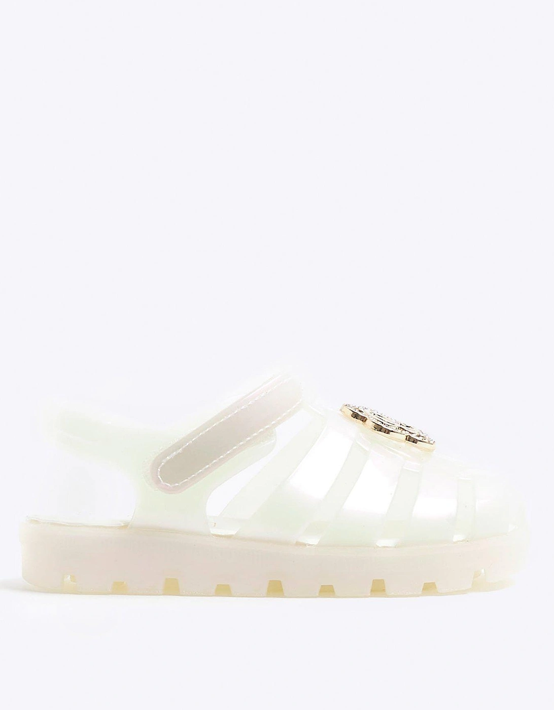 Mini Girls Flower Jelly Sandals - White, 2 of 1