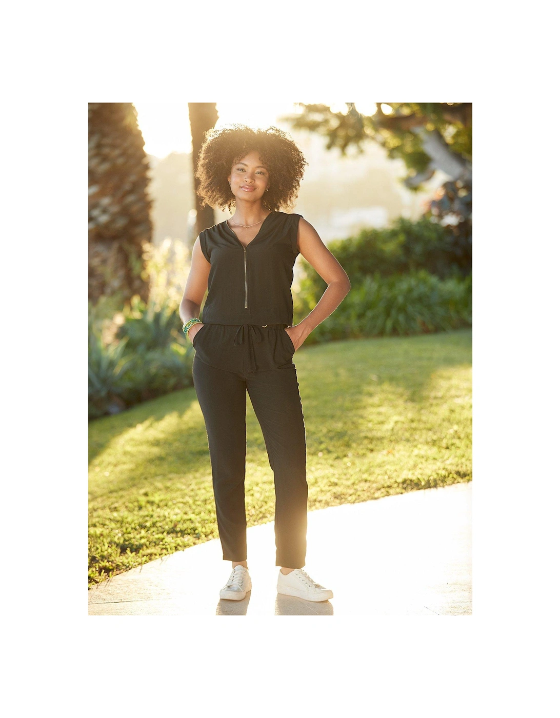 Zip Front Jumpsuit - Black, 2 of 1