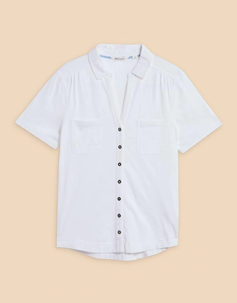 Women's Penny Pocket Embroidered Shirt Pale Ivory