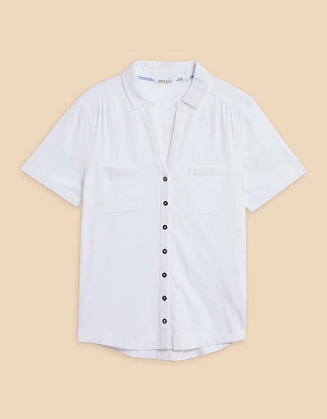 Women's Penny Pocket Embroidered Shirt Pale Ivory