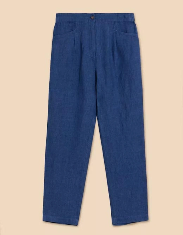 Petite Women's Rowena Linen Trouser Dark Navy