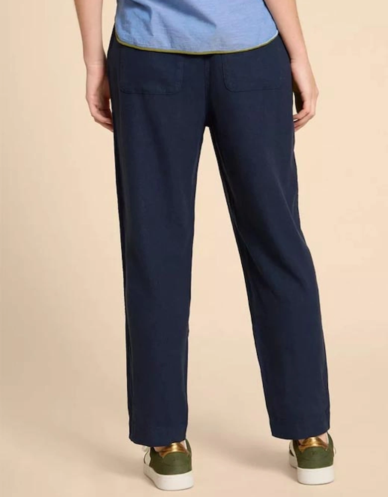 Petite Women's Elle Linen Blend Trouser Navy