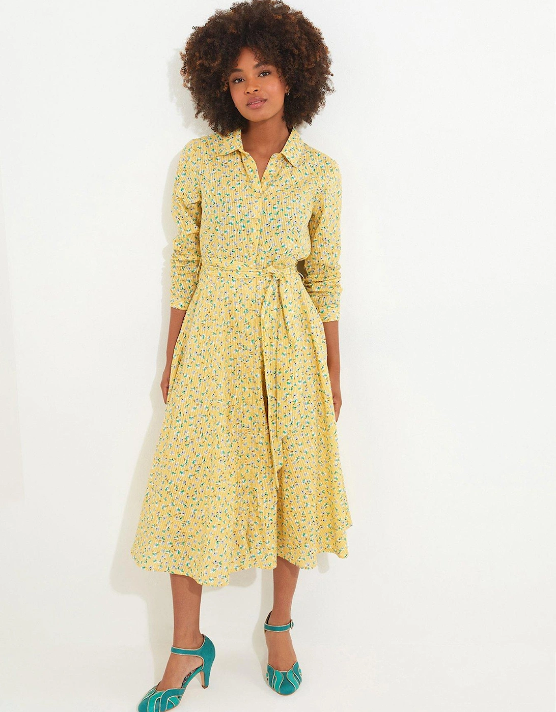 Floral Print Midi Dress - Yellow, 6 of 5