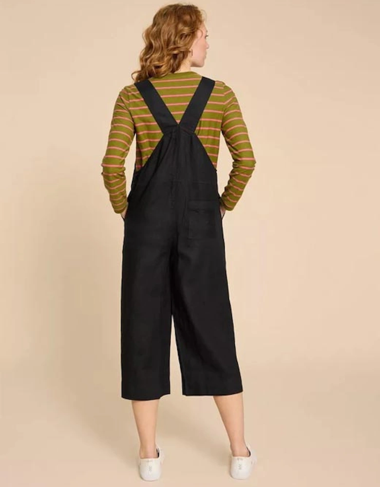 Women's Viola Linen Dungaree Pure Black