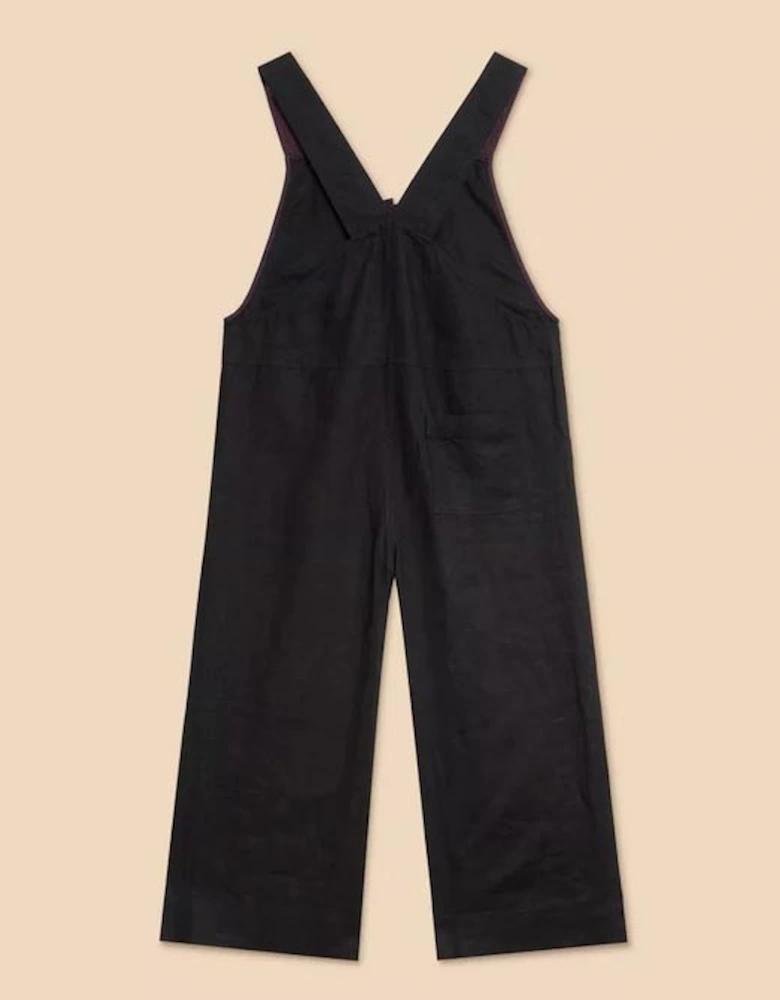 Women's Viola Linen Dungaree Pure Black