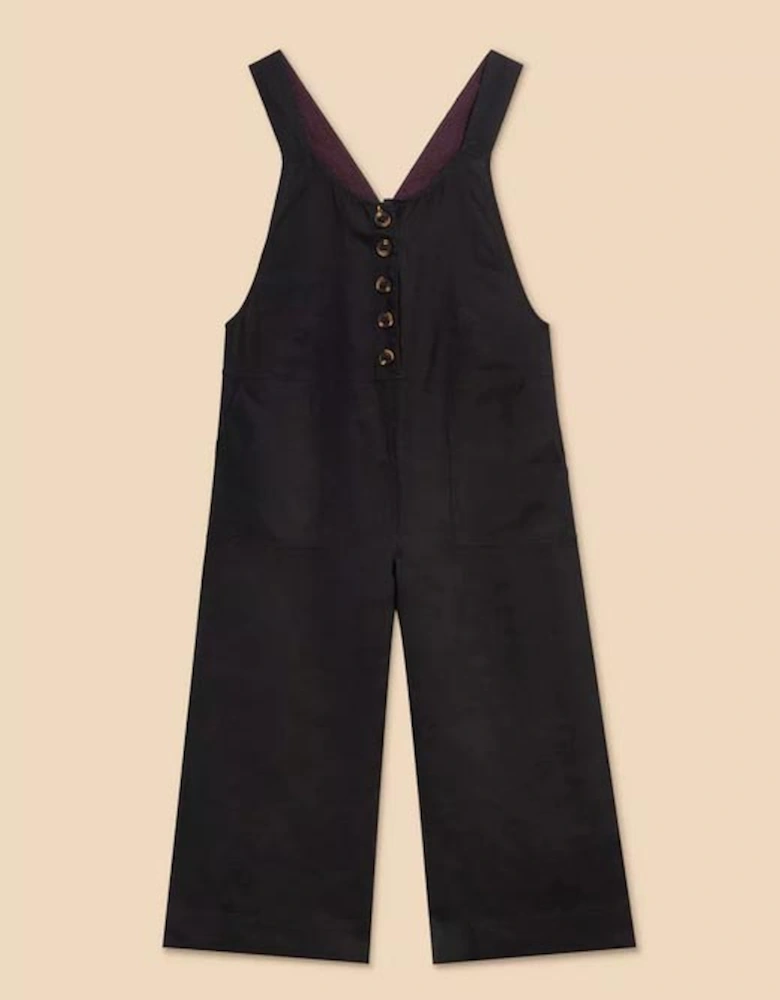 Women's Viola Linen Dungaree Pure Black