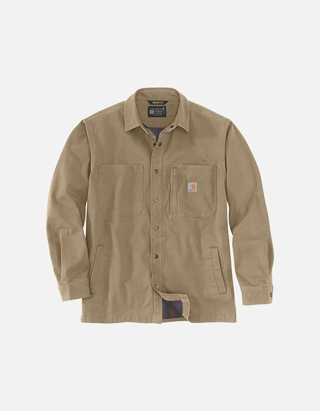 Carhartt Men's Rugged Flex Relaxed Fit Canvas Fleece-Lined Snap-Front Shirt Jacket Dark Khaki, 3 of 2