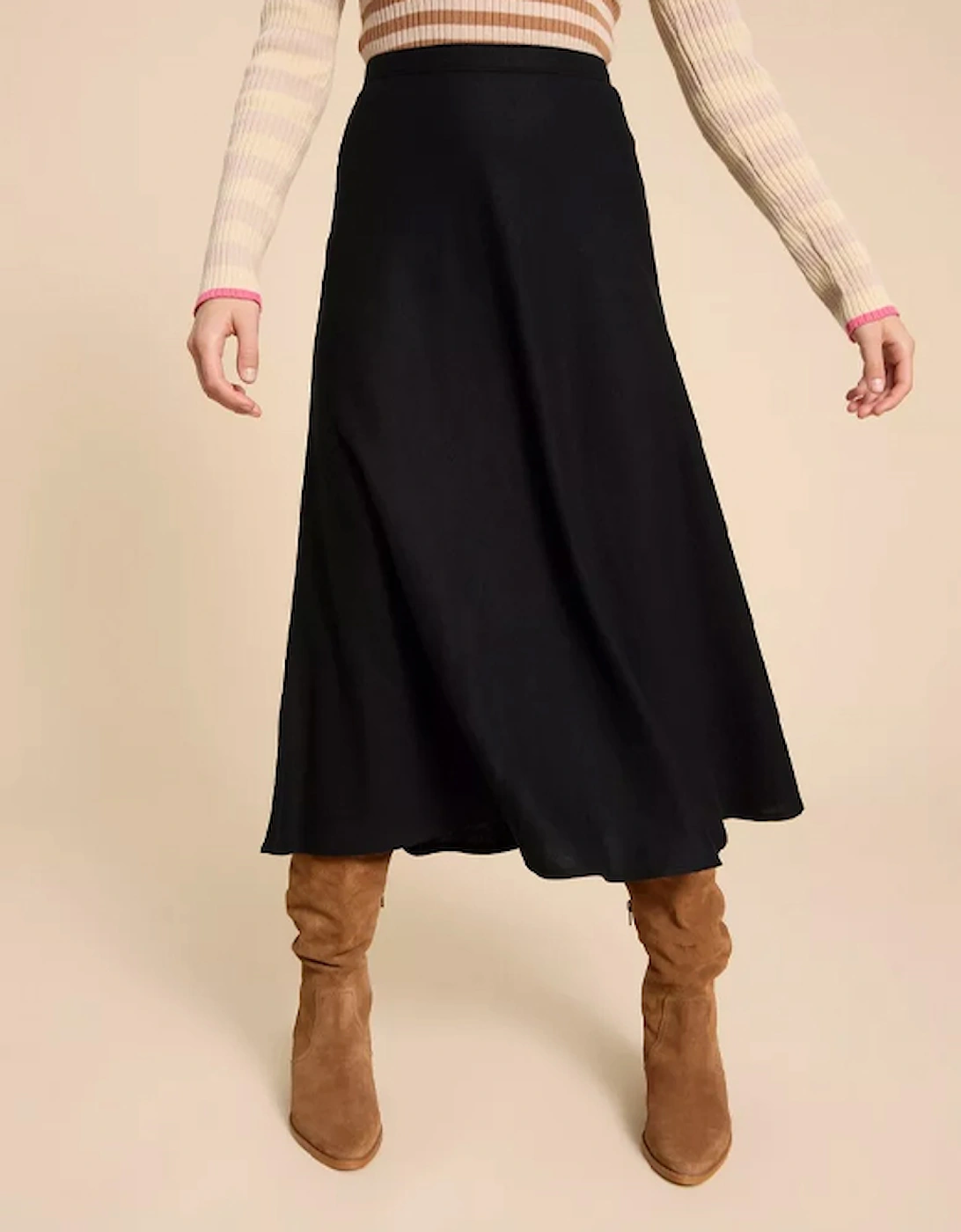 Women's Clemence Linen Blend Skirt Pure Black, 8 of 7