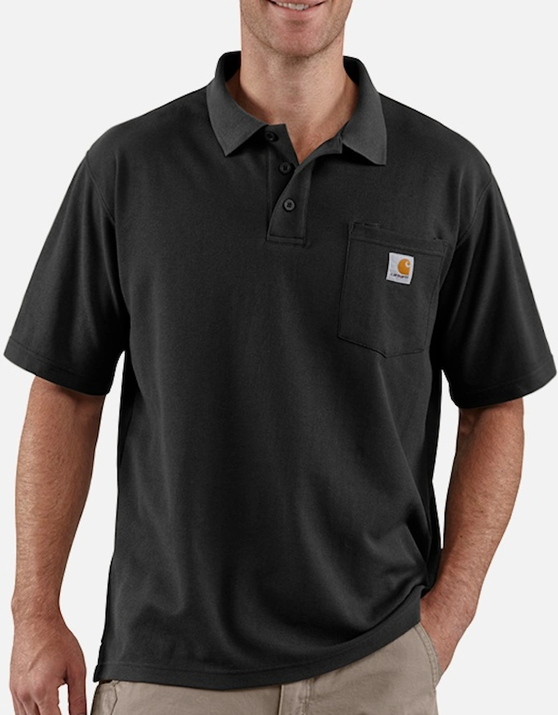 Carhartt Loose Fit Midweight Short-Sleeve Pocket Polo Black
