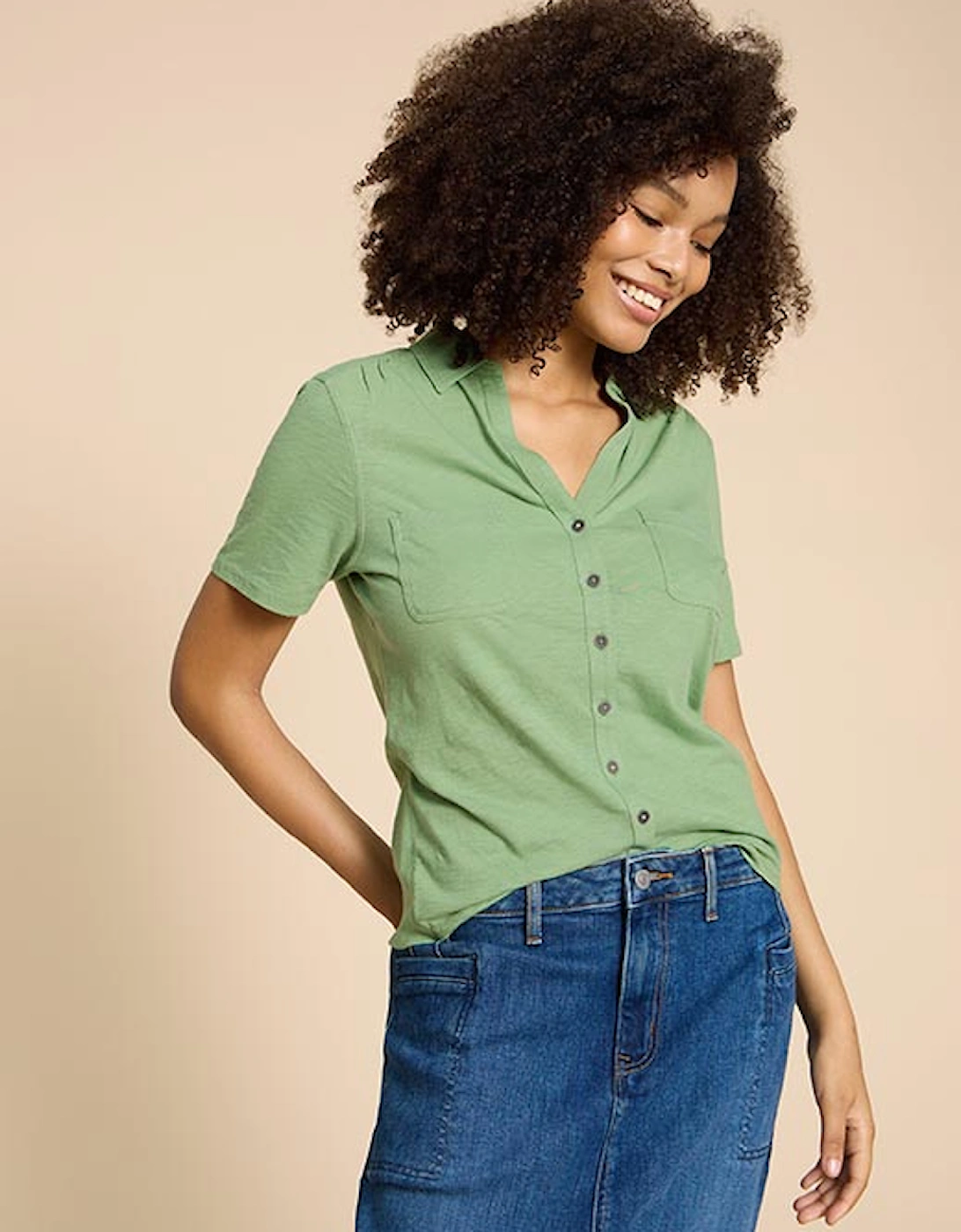 Women's Penny Pocket Jersey Shirt Mid Green, 7 of 6