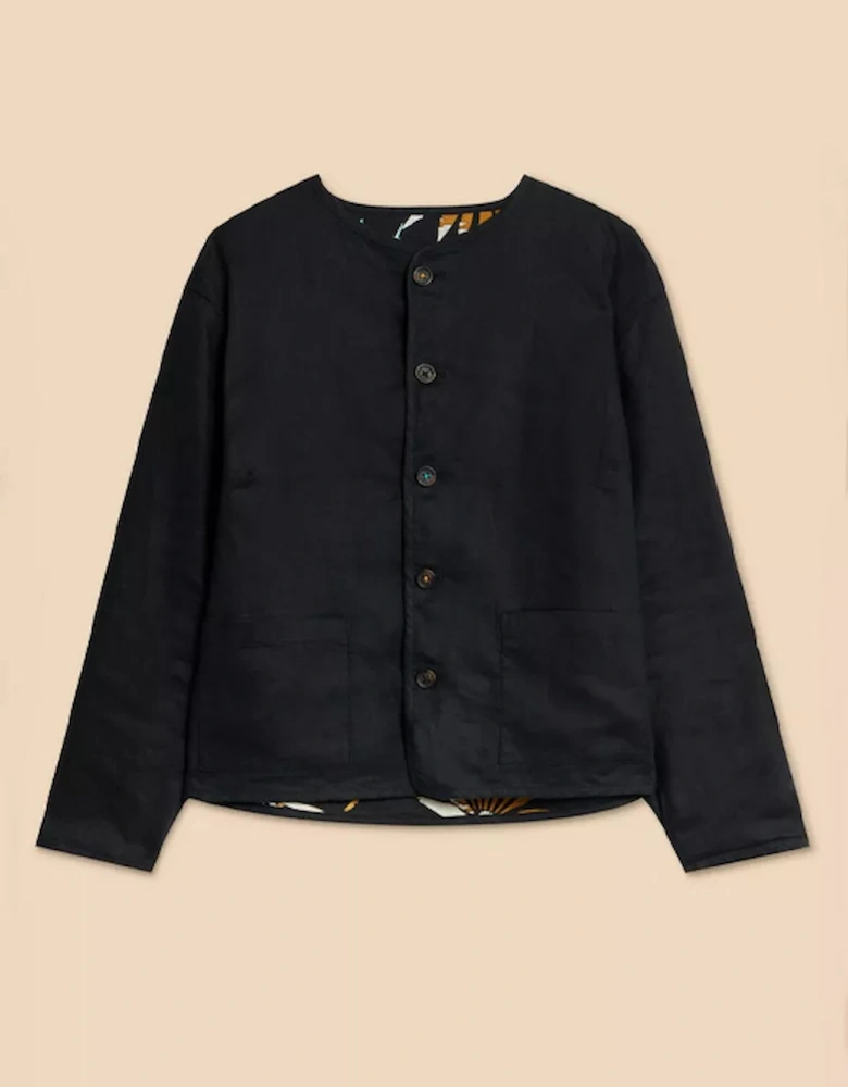 Women's Adele Reversible Linen Jacket Black Print