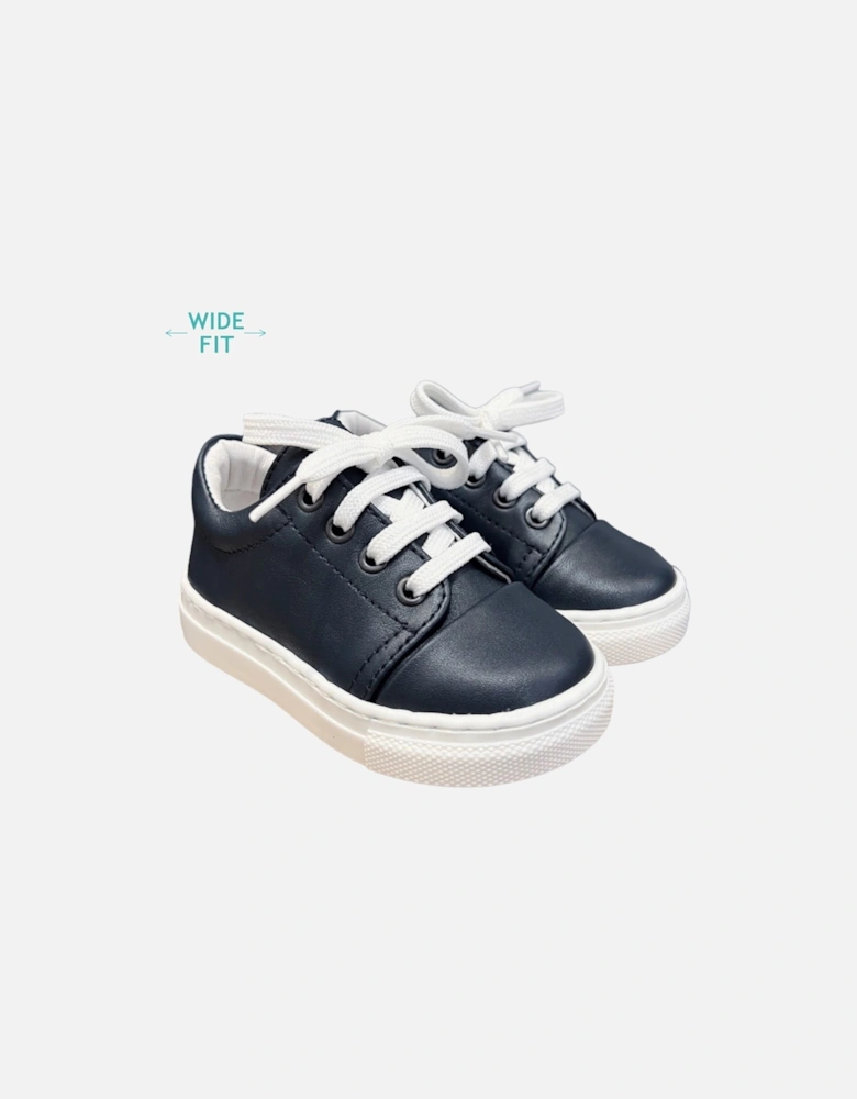 Navy Leather Santiago Trainers