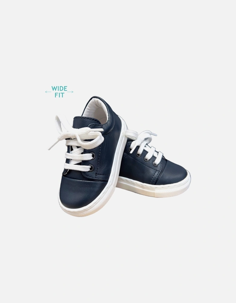 Navy Leather Santiago Trainers