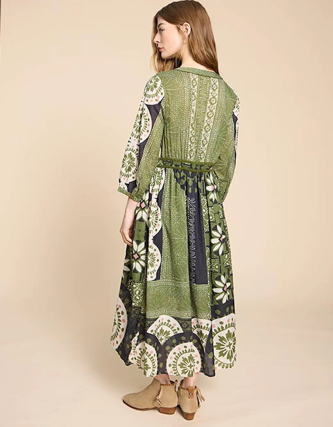Women's Jenna Midi Dress Green Print
