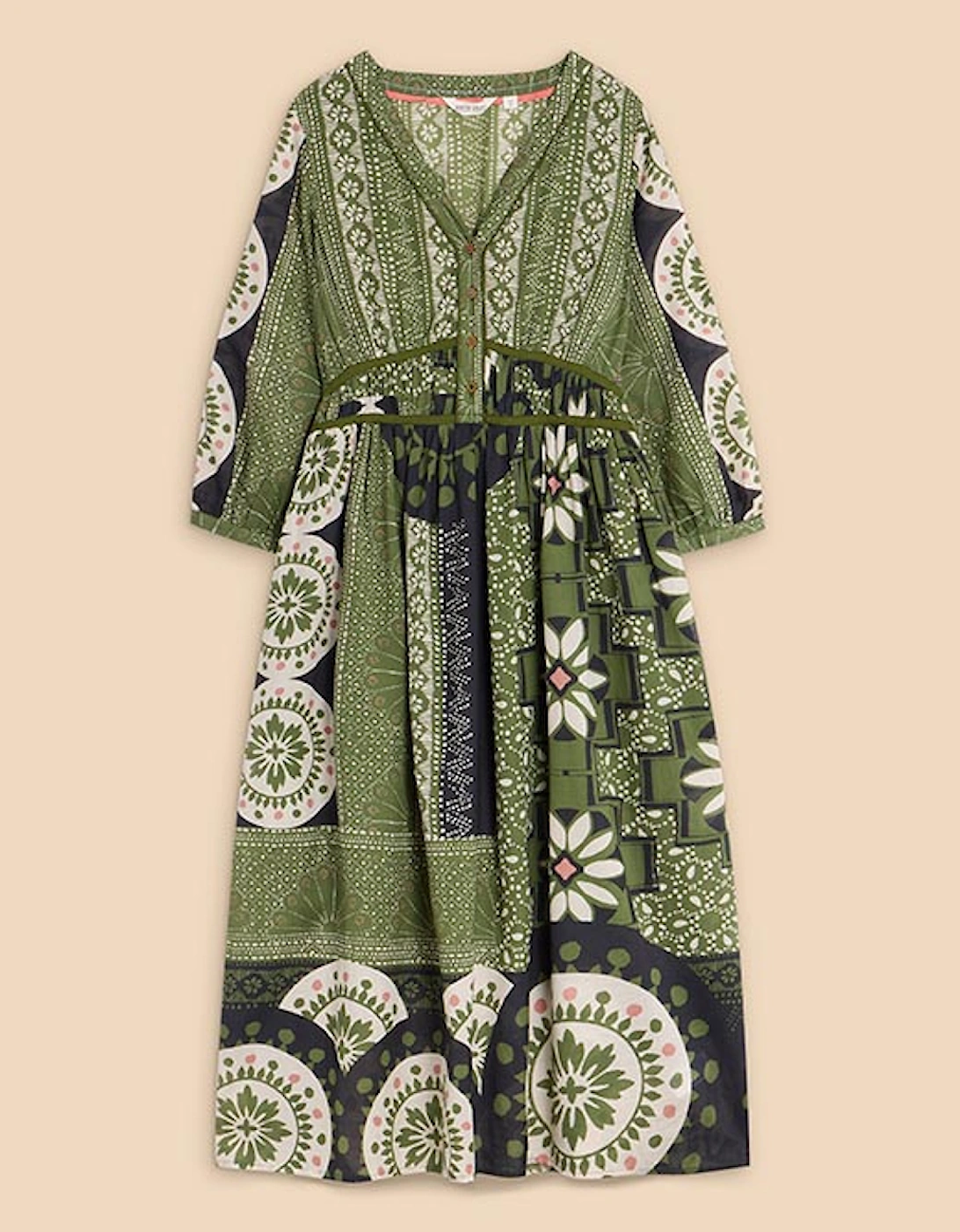 Women's Jenna Midi Dress Green Print