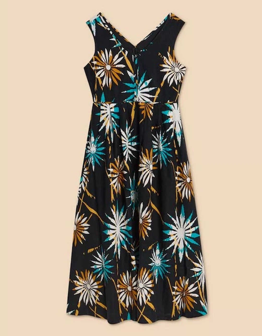 Women's Gigi Linen Blend Maxi Dress Black Print