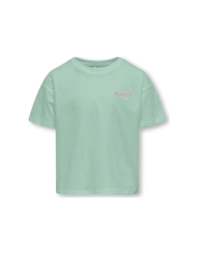 Girls Heart Print Short Sleeve Tshirt - Subtle Green