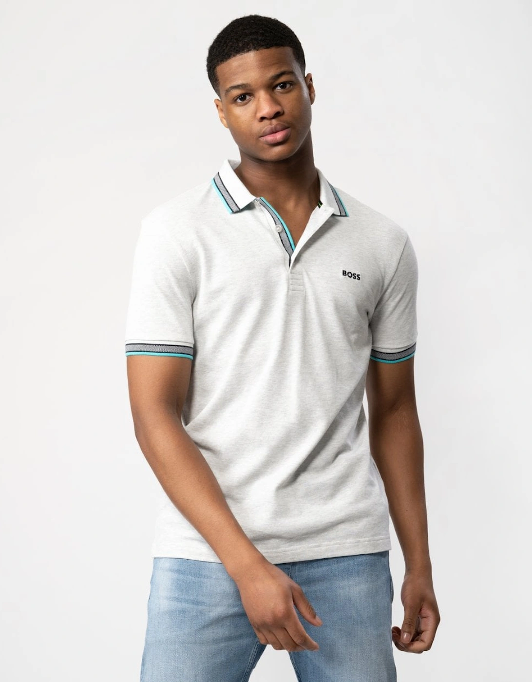 BOSS Green Paddy Mens Organic Cotton Polo With Contrast Logo Details, 5 of 4