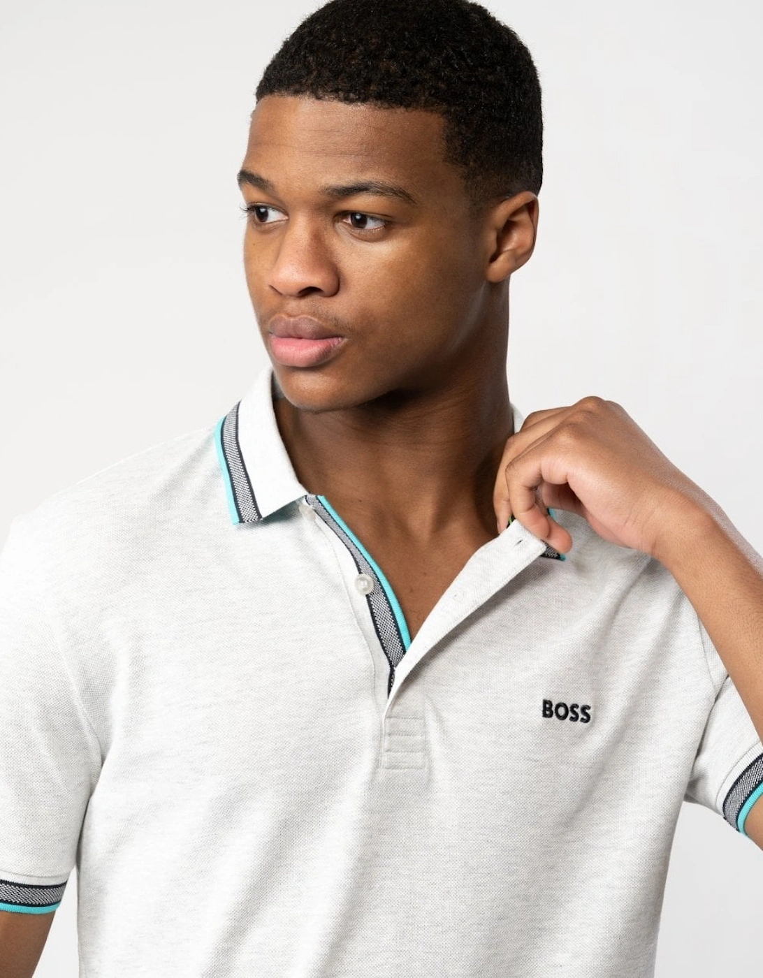 BOSS Green Paddy Mens Organic Cotton Polo With Contrast Logo Details