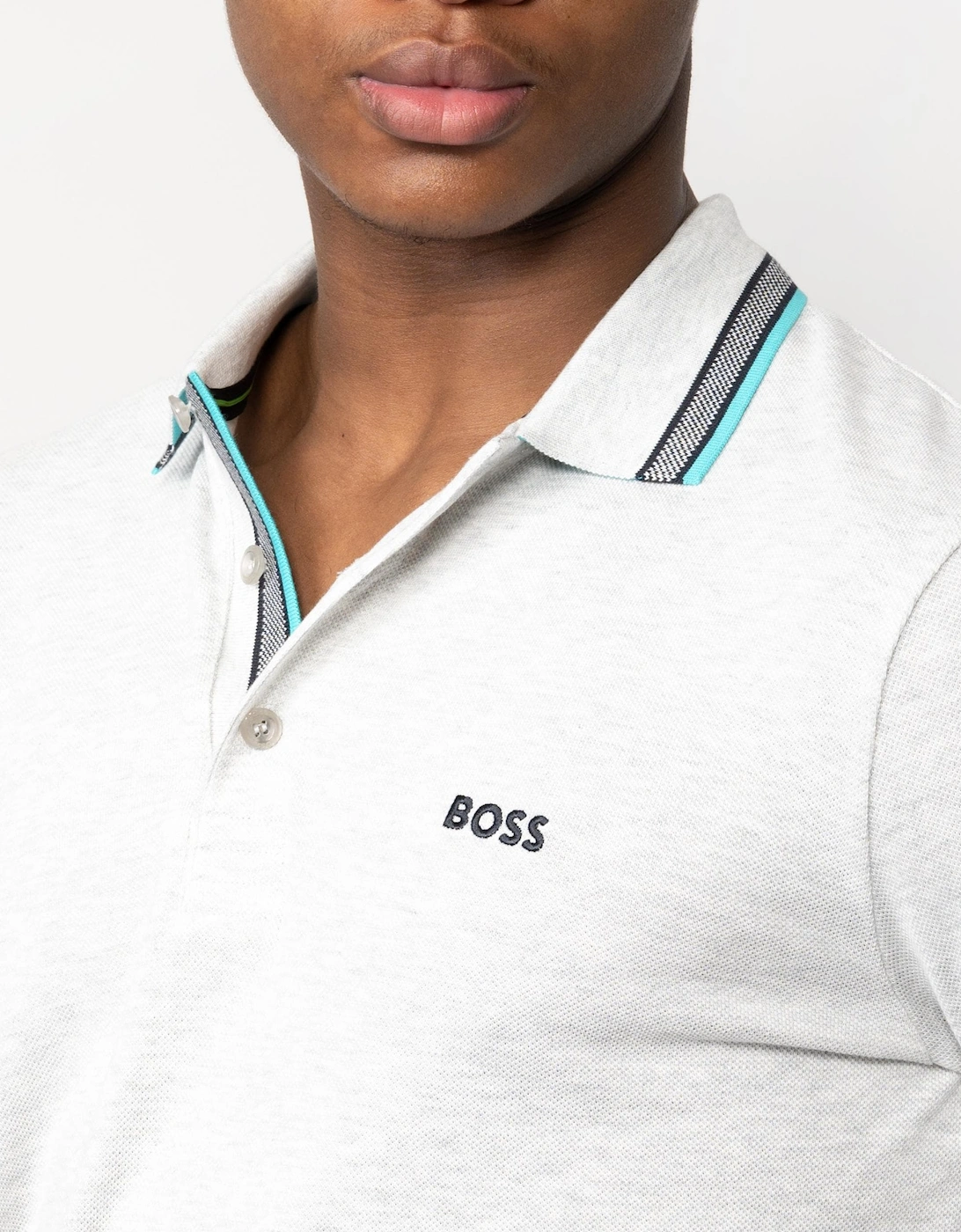 BOSS Green Paddy Mens Organic Cotton Polo With Contrast Logo Details