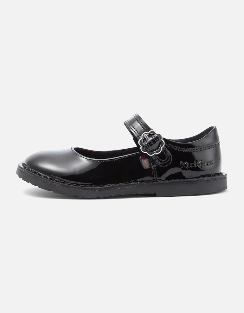 Juniors Adlar Mary-Jane Bloom School Shoes (Black)