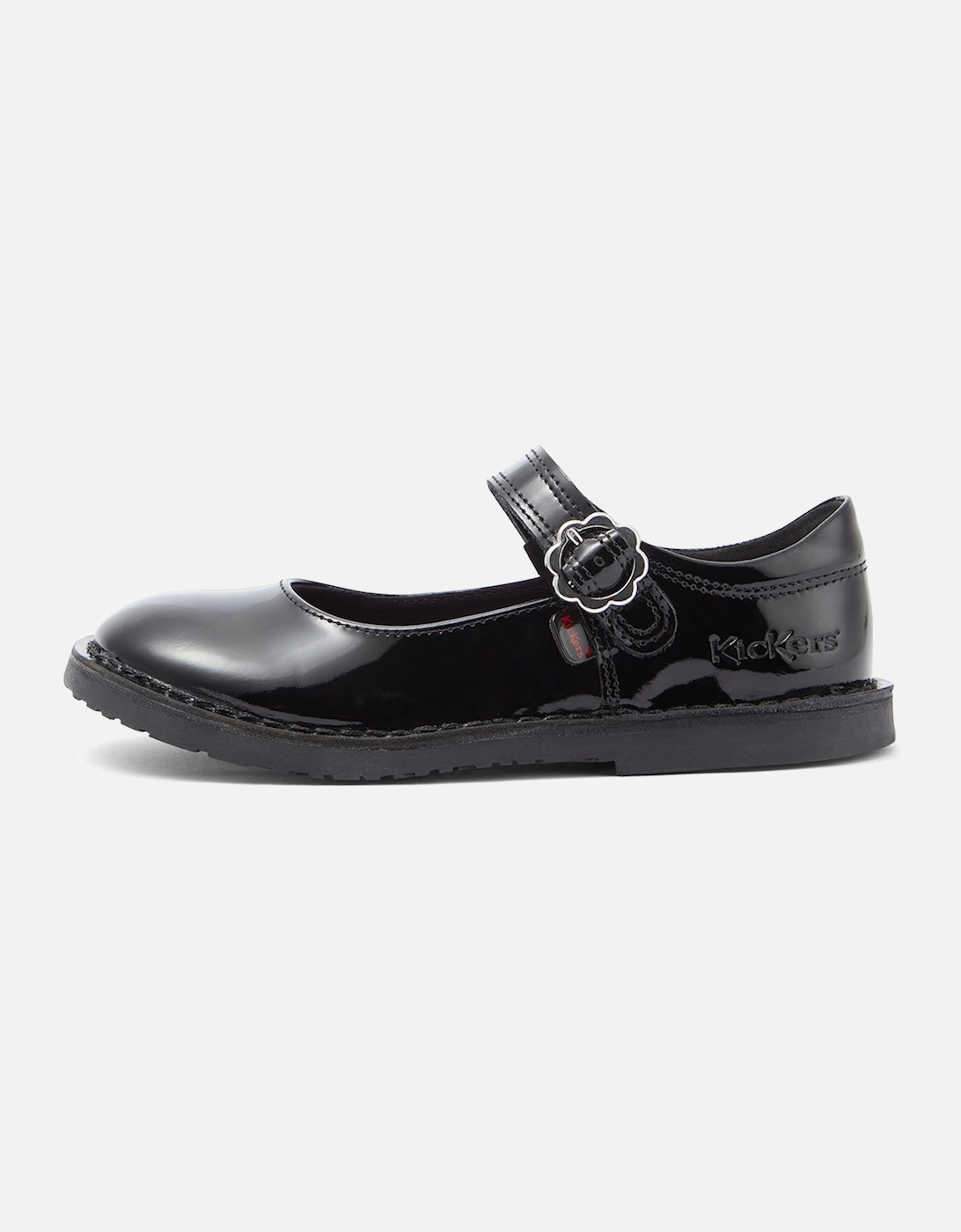 Juniors Adlar Mary-Jane Bloom School Shoes (Black), 8 of 7