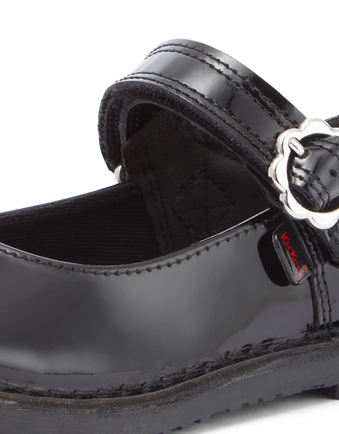 Juniors Adlar Mary-Jane Bloom School Shoes (Black)