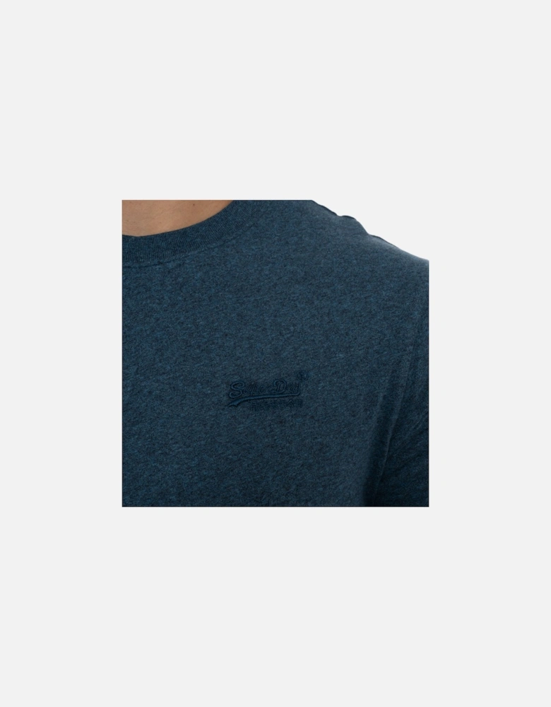 Mens Vintage Embroidered Logo T-Shirt (Dark Blue)