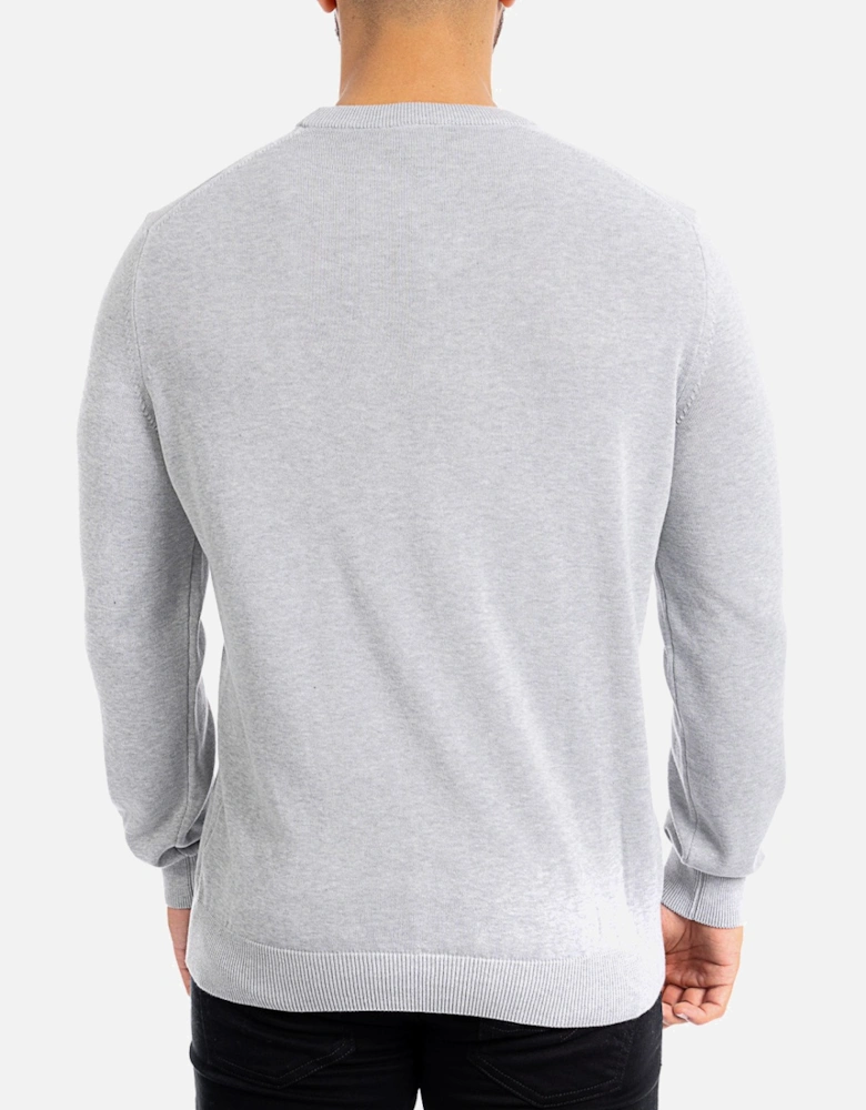 Mens Crew Knitted Sweatshirt (Light Grey)