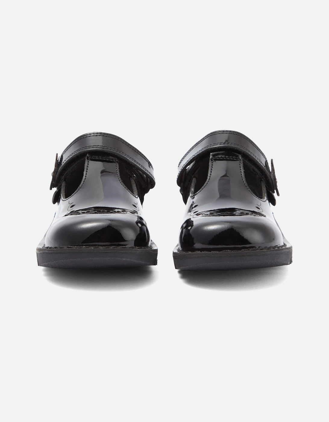 Juniors Kick T-Bloom Patent School Shoes (Black)