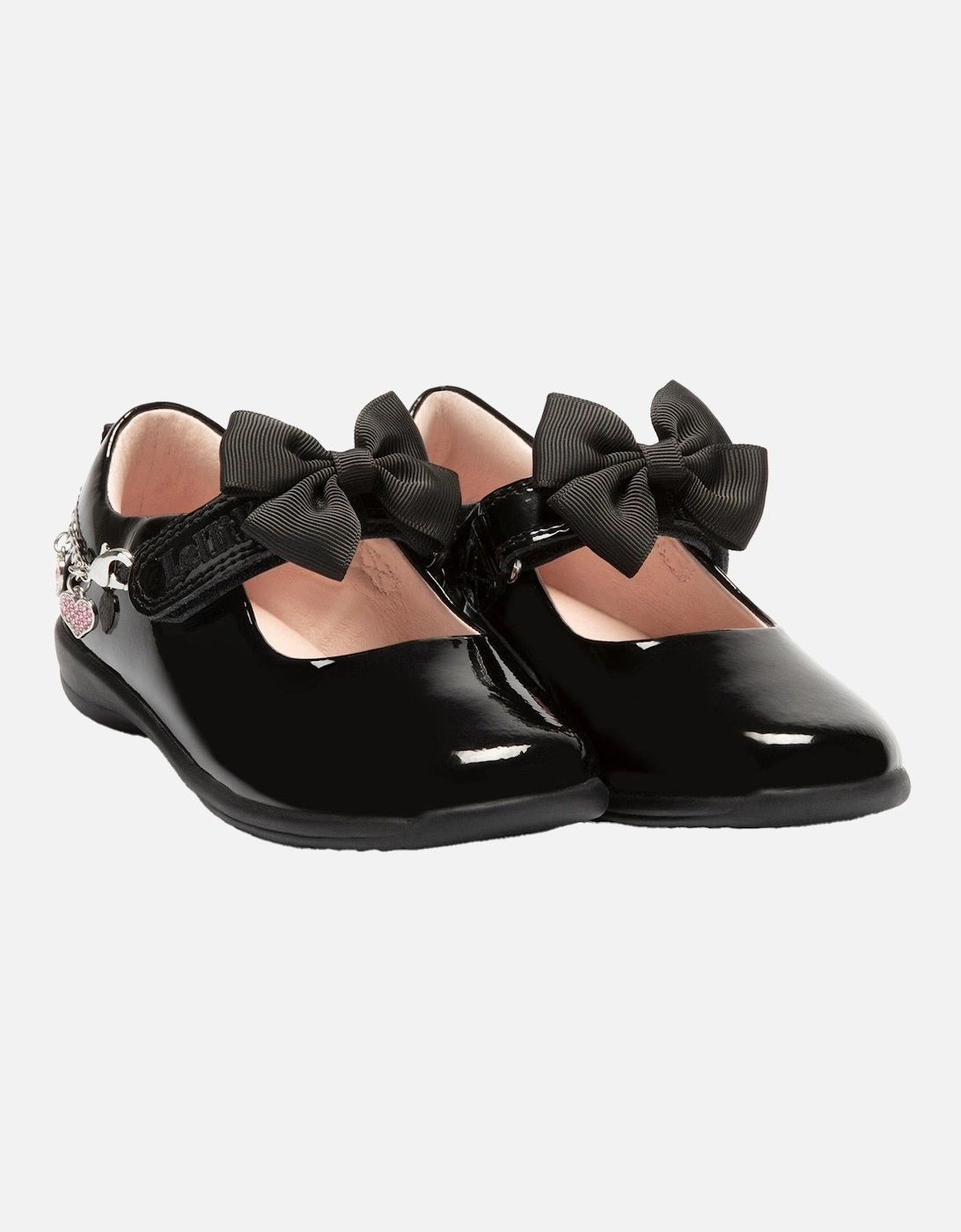 Juniors Angel Patent School Shoes (Black)