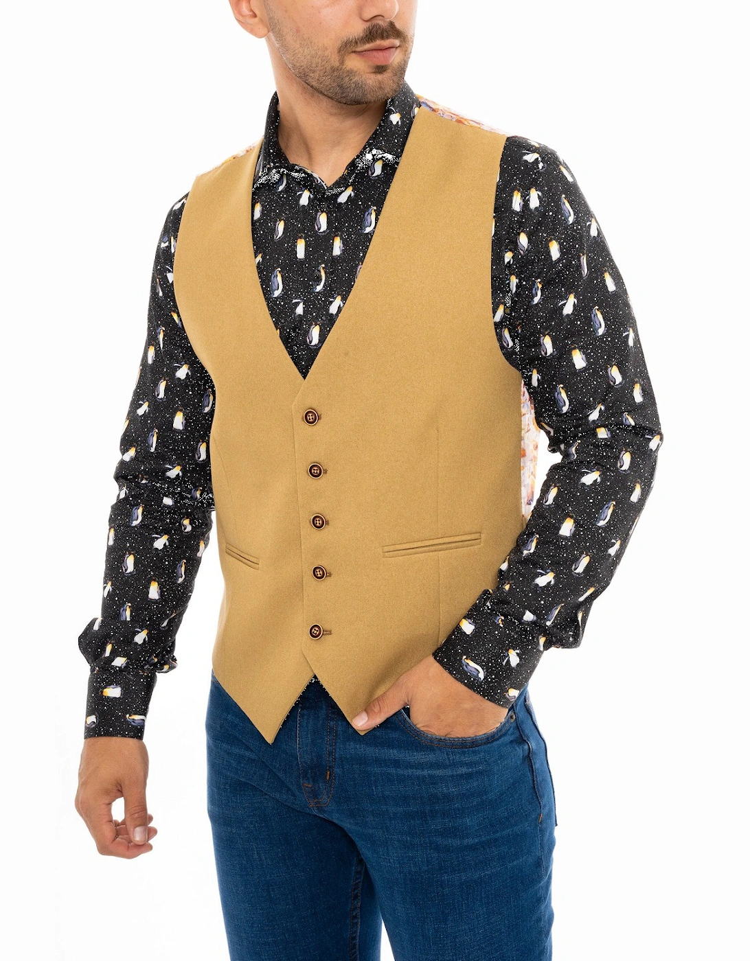 Mens Jacket And Waistcoat (Beige)