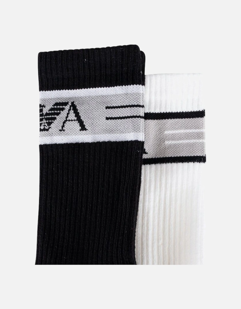 Mens 2pkt Logo Band Socks (Black/White)