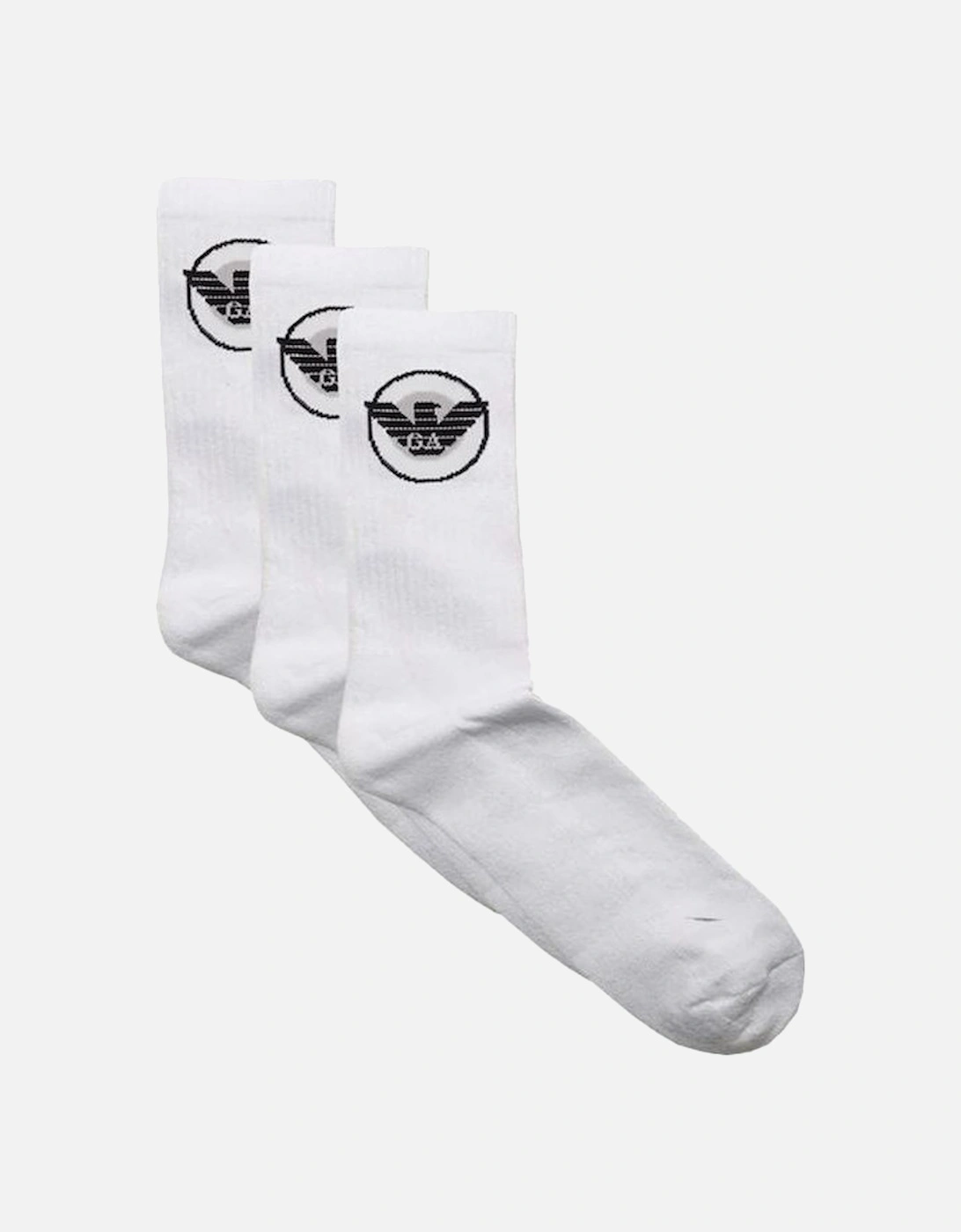 Mens 3pkt Eagle Logo Socks (White), 4 of 3