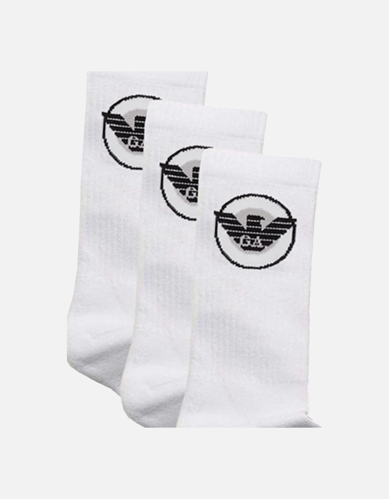 Mens 3pkt Eagle Logo Socks (White)