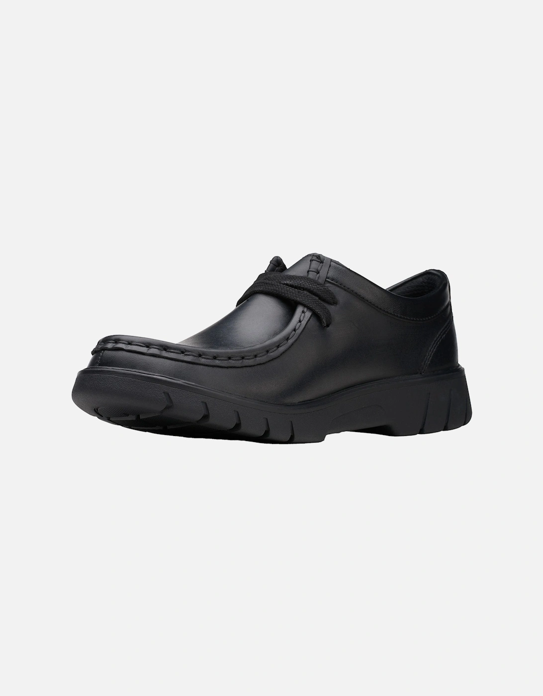 Youths Branch Low Leather School Shoes (Black)