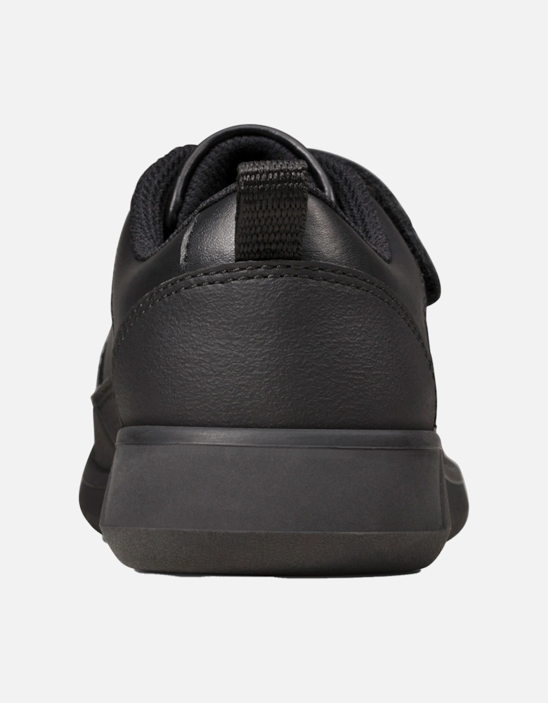 Juniors Scape Flare Leather School Shoes (Black)