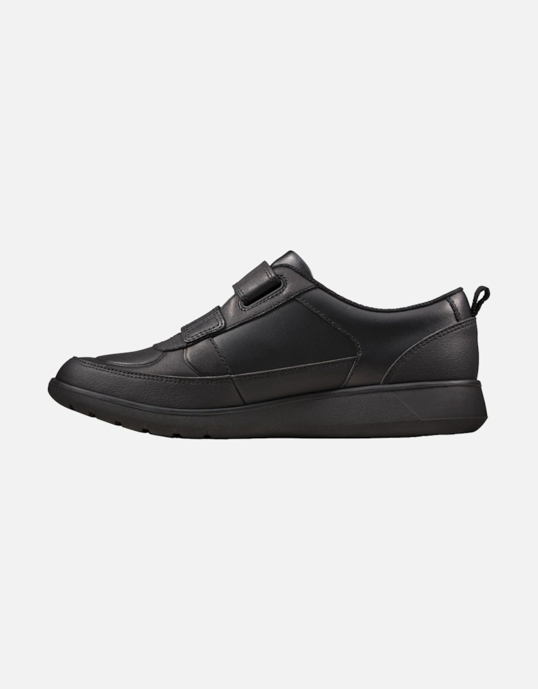 Youths Scape Flare Leather School Shoes (Black)