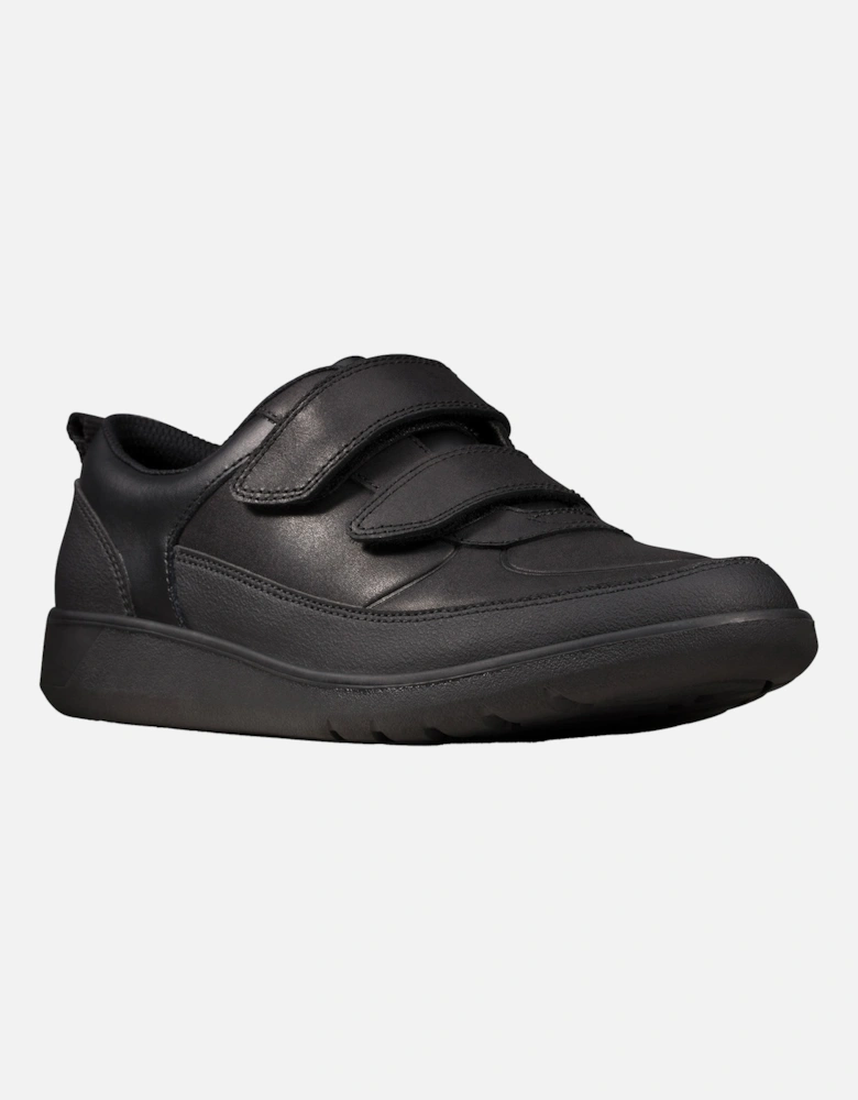 Youths Scape Flare Leather School Shoes (Black)