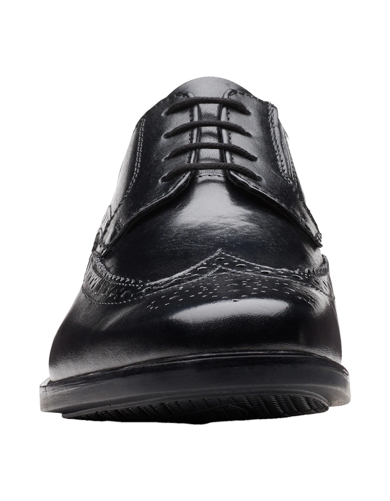 Mens Howard Wing Leather Brogue Shoes (Black)