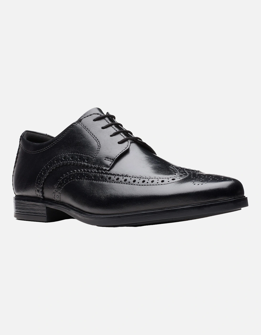 Mens Howard Wing Leather Brogue Shoes (Black)