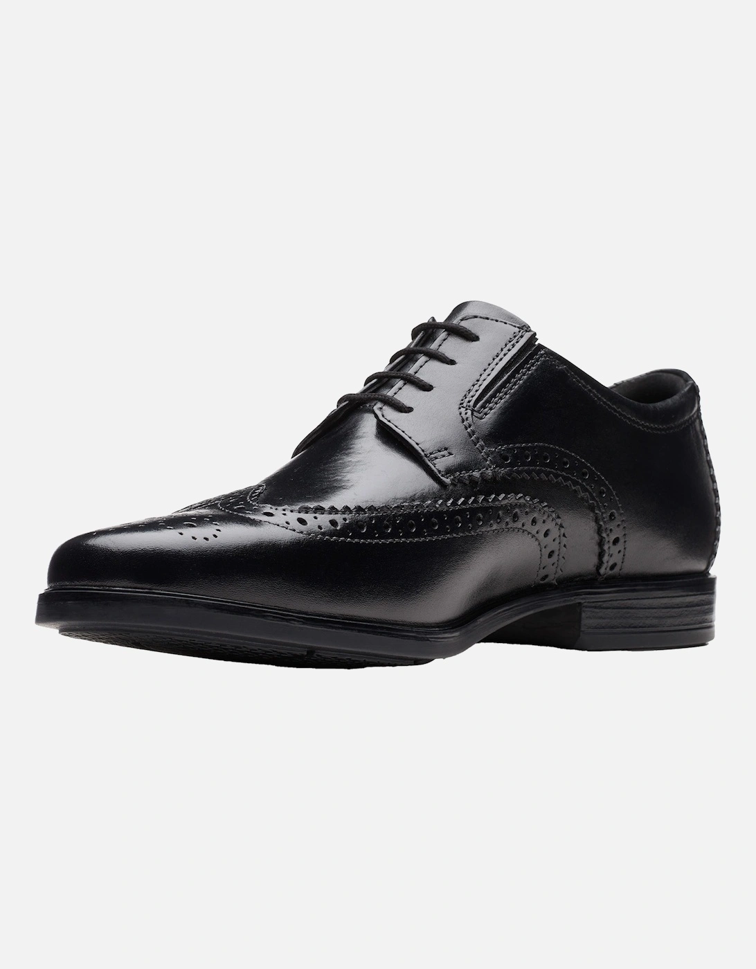 Mens Howard Wing Leather Brogue Shoes (Black)